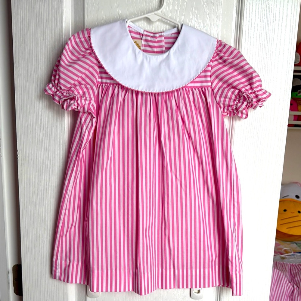 Beaufort Bonnet Company Pink Striped Dress with White Collar